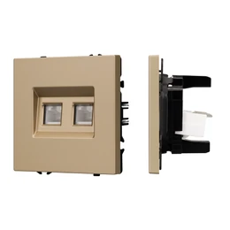 Фото #1 товара Механизм сдвоенной компьютерной розетки SCT-NOBE-MPC2-SFPL-GD (RJ-45, CAT6) (Arlight, Золотой песок)