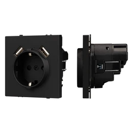 Фото #1 товара Механизм розетки с USB зарядкой SCT-NOBE-MUAA-SFPL-BK (230V, 16A) (Arlight, Черный оникс)