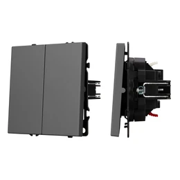 Фото #1 товара Механизм выключателя двухклавишный непроходной SWT-NOBE-MK02-SFPL-GR (230V, 10A) (Arlight, Серый базальт)