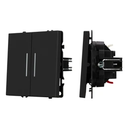 Фото #1 товара Механизм выключателя двухклавишный проходной LED SWT-NOBE-MKP2-SFPL-L-BK (230V, 10A) (Arlight, Черный оникс)