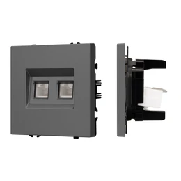 Фото #1 товара Механизм сдвоенной компьютерной розетки SCT-NOBE-MPC2-SFPL-GR (RJ-45, CAT6) (Arlight, Серый базальт)