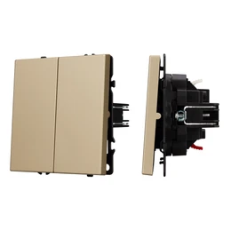 Фото #1 товара Механизм выключателя двухклавишный непроходной SWT-NOBE-MK02-SFPL-GD (230V, 10A) (Arlight, Золотой песок)