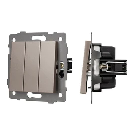 Фото #1 товара Механизм выключателя трехклавишный непроходной SWT-MK03-PL-GD-V (250V, 10A) (Arlight, -)