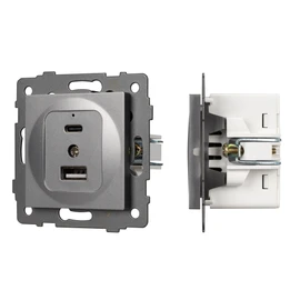 Фото #1 товара Механизм USB розетки SCT-MUAC-PL-GR-V (5V, 3A, QC4) (Arlight, -)