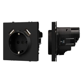 Фото #1 товара Механизм розетки с USB зарядкой SCT-NOBE-MUAA-SFPL-BK (230V, 16A) (Arlight, Черный оникс)