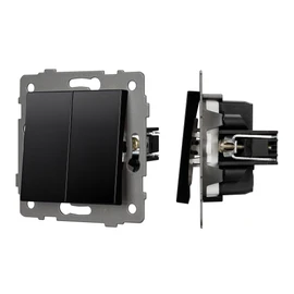 Фото #1 товара Механизм выключателя двухклавишный самовозвратный SWT-MKR2-PL-BK-V (250V, 10A) (Arlight, -)