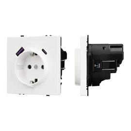 Фото #1 товара Механизм розетки с USB зарядкой SCT-NOBE-MUAC-SFPL-WH (230V, 16A) (Arlight, Белый кварц)