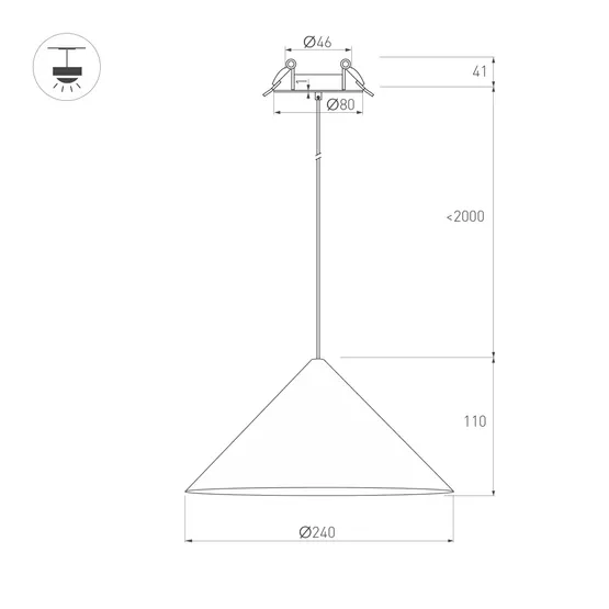 Фото #4 товара Светильник SP-MAKOTO-R240-10W Warm3000 (WH, 36 deg, 230V, TRIAC) (Arlight, IP20 Металл, 3 года)