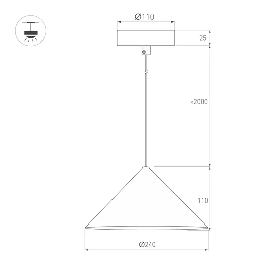 Фото #5 товара Светильник SP-MAKOTO-R240-10W Warm3000 (WH, 36 deg, 230V, TRIAC) (Arlight, IP20 Металл, 3 года)