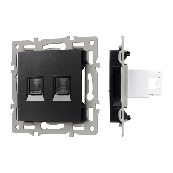 Фото #1 товара Механизм компьютерной розетки двойной SCT-MPC2-PL-BK (RJ-45, CAT6) (Arlight, -)