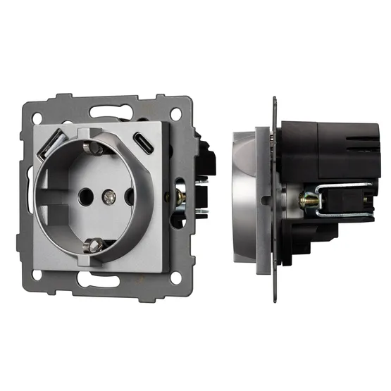 Фото #1 товара Механизм розетки с USB зарядкой SCT-MUAC-PL-GR-V (250V, 16A) (Arlight, -)