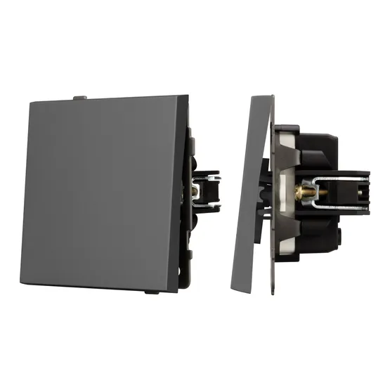 Фото #1 товара Механизм выключателя одноклавишный проходной SWT-TENDO-MKP1-SFPL-GR (230V, 10A) (Arlight, Матовый графитовый)