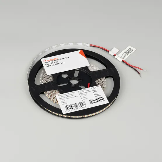 Фото #3 товара Светодиодная лента FC-M160-4mm 24V Warm2400-CX1 (10 W/m, IP20, 5m) (Arlight, резка 1 светодиод)