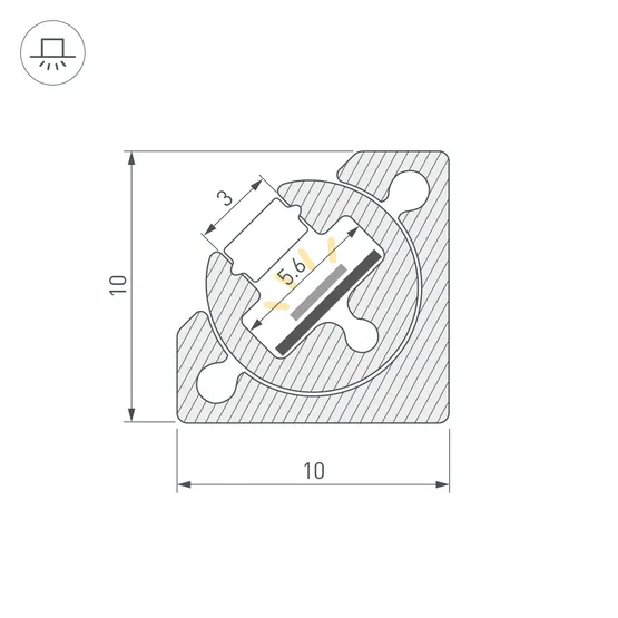 Фото #2 товара Профиль с экраном SL-KANT-H10-ROTATE-2000 CHAMPAGNE GOLD (Arlight, Алюминий+пластик)