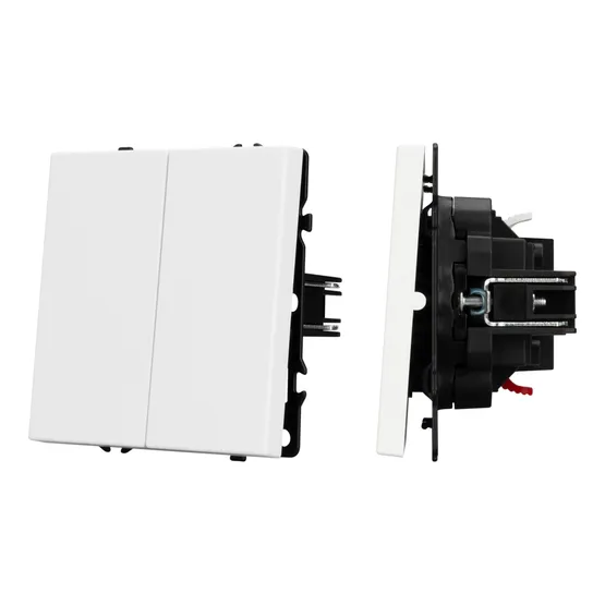 Фото #1 товара Механизм выключателя двухклавишный проходной SWT-NOBE-MKP2-SFPL-WH (230V, 10A) (Arlight, Белый кварц)