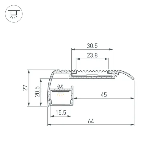 Фото #3 товара Профиль STAIR-W65-2000 ANOD BLACK (Arlight, Алюминий)