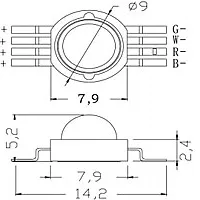 Фото #4 товара Мощный светодиод ARPL-4W-EPA-RGBW (350mA) (Arlight, Emitter)