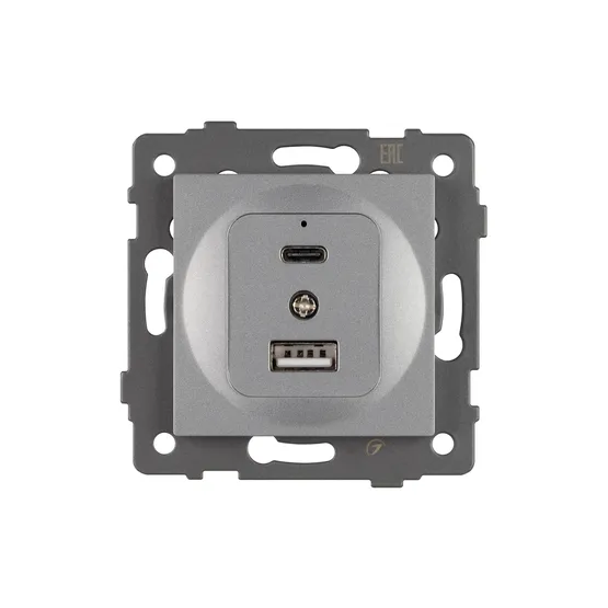 Фото #2 товара Механизм USB розетки SCT-MUAC-PL-GR-V (5V, 3A, QC4) (Arlight, -)