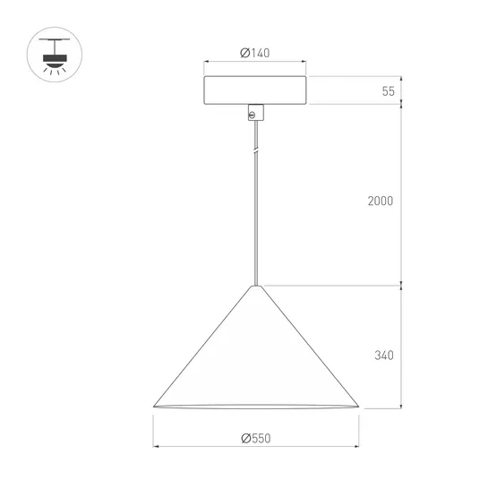 Фото #7 товара Светильник SP-MAKOTO-R550-14W Warm3000 (WH, 36 deg, 230V, TRIAC) (Arlight, IP20 Металл, 3 года)