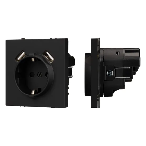 Фото #1 товара Механизм розетки с USB зарядкой SCT-NOBE-MUAA-SFPL-BK (230V, 16A) (Arlight, Черный оникс)