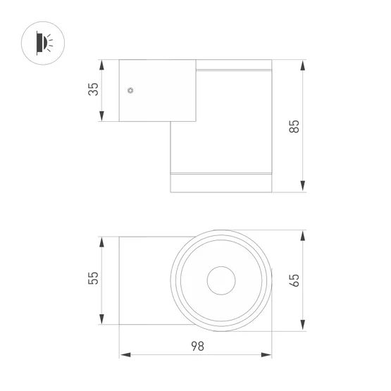 Фото #5 товара Светильник LGD-RAY-WALL-R65-9W Day4000 (GR, 23 deg, 230V) (Arlight, IP65 Металл, 3 года)