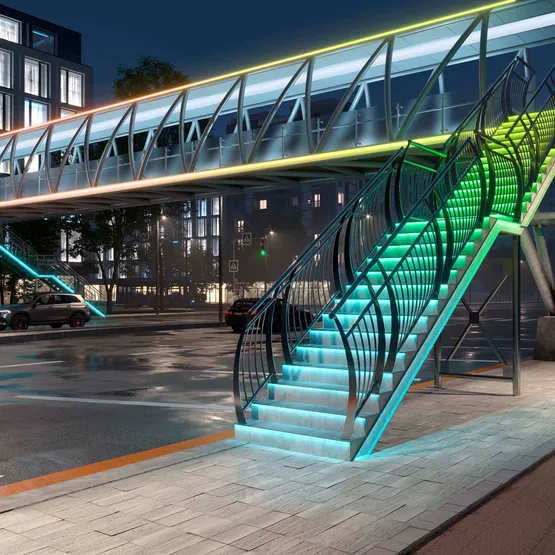 Фото #4 товара Светодиодная лента герметичная SPI MOONLIGHT-SIDE-B84-12x17mm 24V RGB-PX7 (18 W/m, IP67, 5m, wire x2) (Arlight, Вывод прямой, 2 года)