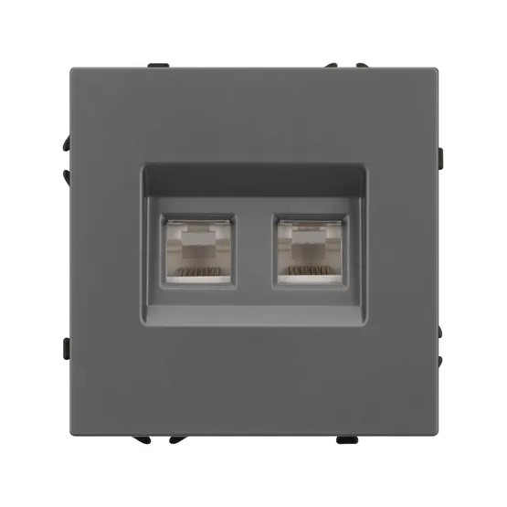 Фото #2 товара Механизм сдвоенной компьютерной розетки SCT-NOBE-MPC2-SFPL-GR (RJ-45, CAT6) (Arlight, Серый базальт)