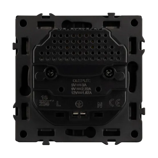 Фото #3 товара Механизм розетки с USB зарядкой SCT-NOBE-MUAC-SFPL-BK (230V, 16A) (Arlight, Черный оникс)