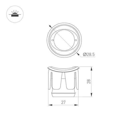 Фото #6 товара Светильник ALT-LODESTAR-HANDRAIL-R27-1.5W Day4000 (GR, 70 deg, 12-24V) (Arlight, IP67 Металл, 3 года)