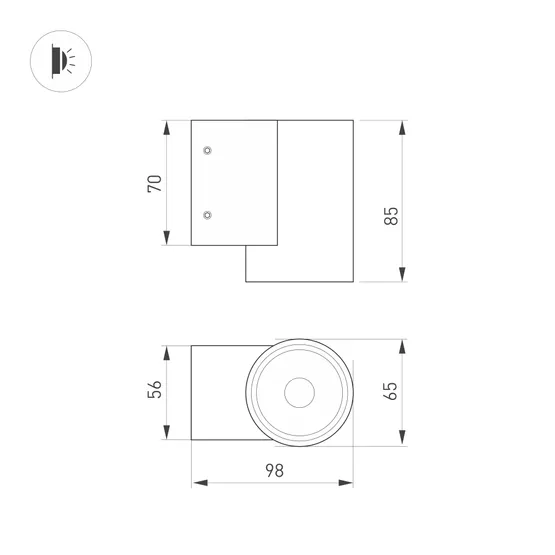 Фото #5 товара Светильник LGD-RAY-WALL-R65-9W Warm3000 (GR, 23 deg, 230V) (Arlight, IP65 Металл, 3 года)