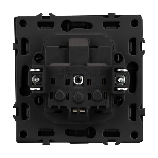 Фото #3 товара Механизм розетки влагозащищённый SCT-NOBE-MCP-SFPL-BK (230V, 16A) (Arlight, Черный оникс)