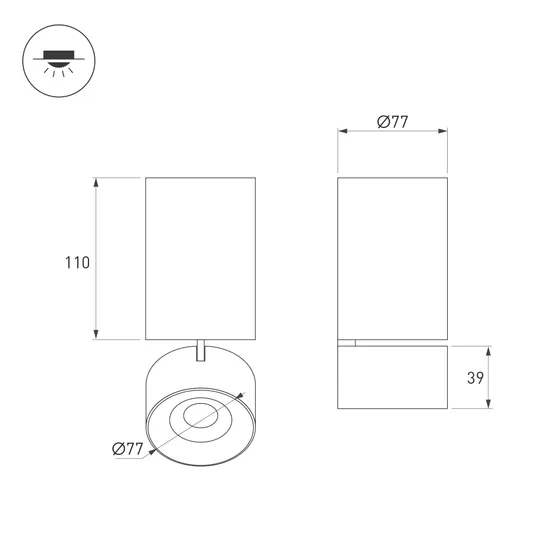 Фото #3 товара Светильник SP-PLURIO-SURFACE-LONG-R77-9W Day4000 (BK-CHR, 36 deg, 230V) (Arlight, IP20 Металл, 3 года)