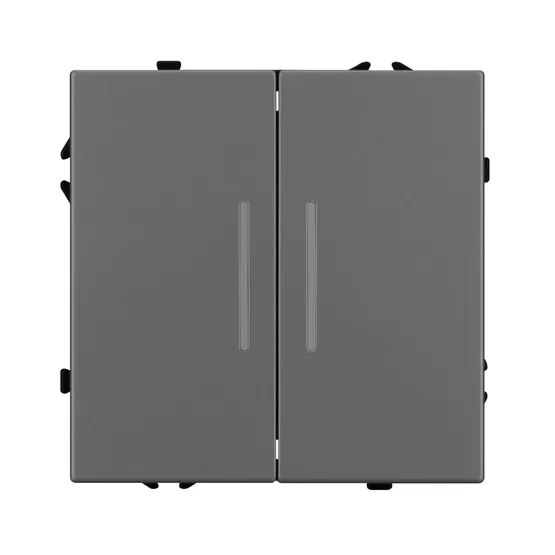 Фото #2 товара Механизм выключателя двухклавишный проходной LED SWT-NOBE-MKP2-SFPL-L-GR (230V, 10A) (Arlight, Серый базальт)