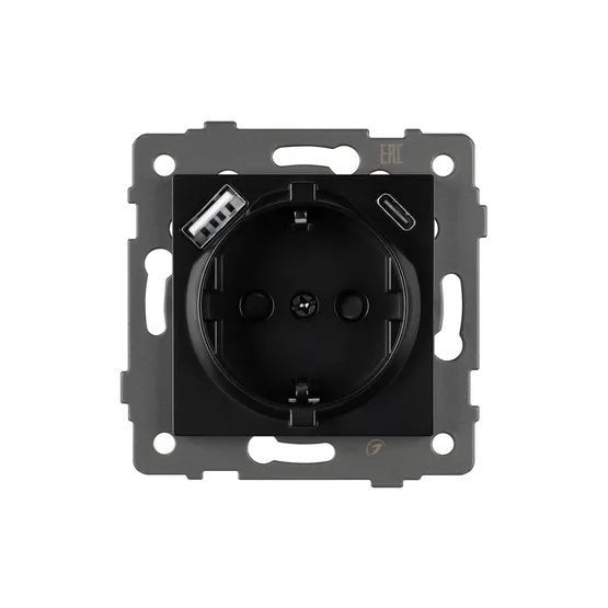 Фото #3 товара Механизм розетки с USB зарядкой SCT-MUAC-PL-BK-V (250V, 16A) (Arlight, -)