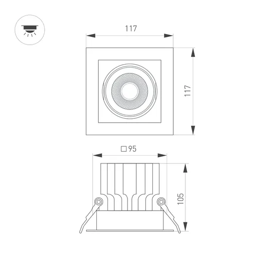 Фото #8 товара Светильник MS-VORTEX-BUILT-S117x117-20W Day4000 (WH-WH, 20 deg, 230V) (Arlight, IP20 Металл, 5 лет)