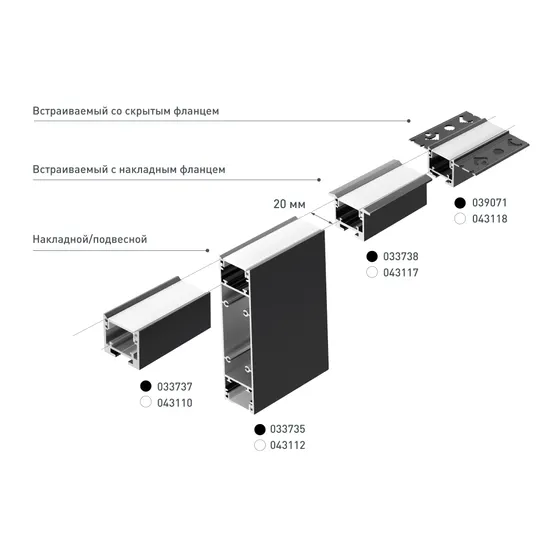 Фото #4 товара Профиль SL-LINIA20-FANTOM-2500 BLACK (Arlight, Алюминий)