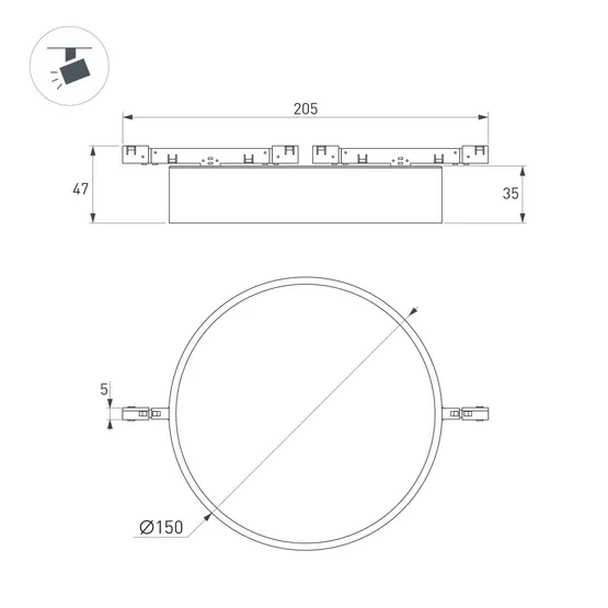 Фото #3 товара Светильник MAG-MICROCOSM-RONDO-R150-15W Warm3000 (WH, 90 deg, 24V) (Arlight, IP20 Металл, 5 лет)