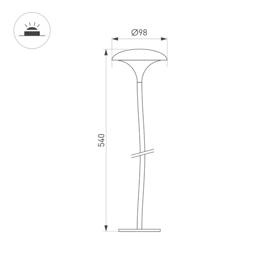 Фото #5 товара Светильник KT-MUCENA-BOLL-B-H540-4W Warm3000 (WH, 100 deg, 24V) (Arlight, IP65 Металл, 3 года)