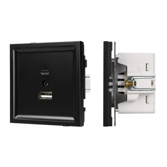 Фото #1 товара Механизм USB розетки SCT-TENDO-MUAC-PL-BK (5V, 3A, QC3) (Arlight, Черный)