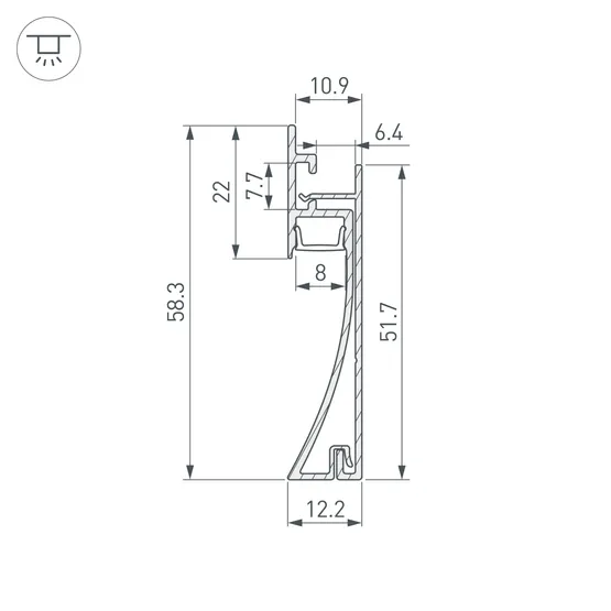 Фото #3 товара Профиль PLINTUS-H58-F-2000 WHITE (Arlight, Алюминий)