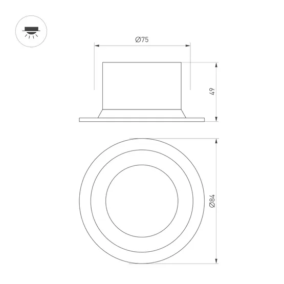 Фото #7 товара Светильник MS-DROP-BUILT-R84-8W Warm3000 (BK, 85 deg, 230V) (Arlight, IP54 Металл, 5 лет)