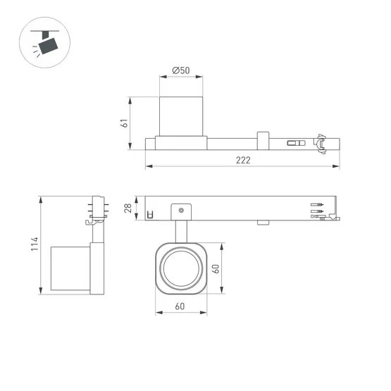 Фото #5 товара Светильник LGD-DIAFILM-4TR-R60-10W Day4000 (WH, 20 deg, 230V) (Arlight, IP20 Металл, 5 лет)