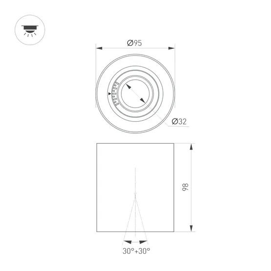 Фото #5 товара Светильник SP-ACENTO-R95-10W Warm3000 (BK, 20-45 deg, 230V) (Arlight, IP20 Металл, 5 лет)
