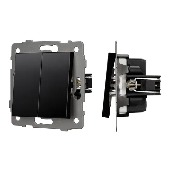 Фото #1 товара Механизм выключателя двухклавишный проходной SWT-MKP2-PL-BK-V (250V, 10A) (Arlight, -)