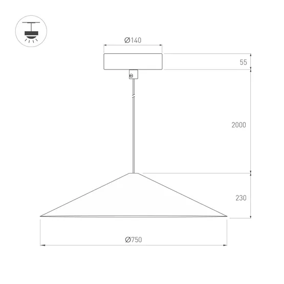 Фото #7 товара Светильник SP-MAKOTO-R750-14W Warm2700 (WH, 36 deg, 230V, TRIAC) (Arlight, IP20 Металл, 3 года)