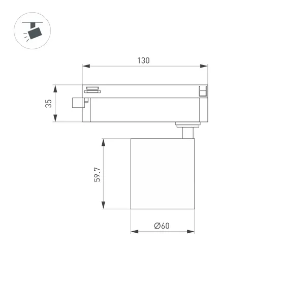 Фото #6 товара Светильник LGD-DYKE-2TR-R60-8W Warm3000 (WH, 20 deg, 230V) (Arlight, IP20 Металл, 5 лет)