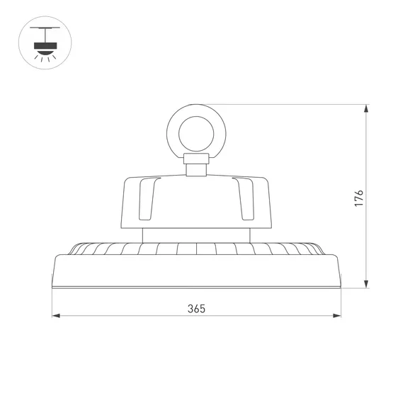 Фото #3 товара Светильник SP-ERCON-R365-240W White5000 (BK, 90 deg, 230V) (Arlight, IP65 Металл, 5 лет)