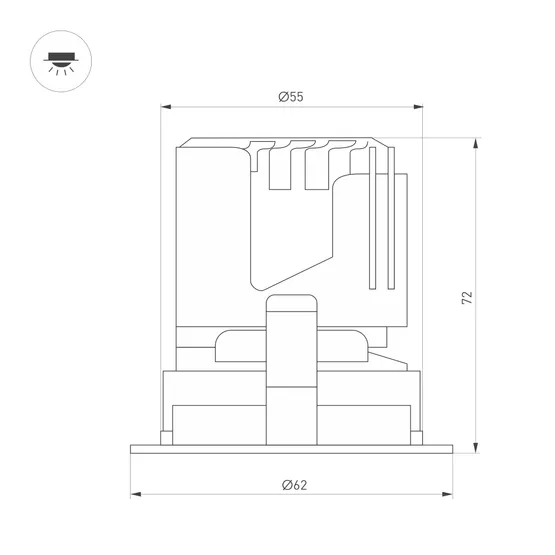 Фото #8 товара Светильник MS-ARADO-BUILT-R55-7W Warm3000 (WH-WH, 55 deg, 230V) (Arlight, IP20 Металл, 5 лет)