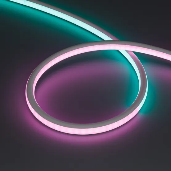 Фото #1 товара Светодиодная лента герметичная SPI-WAVE-TOP-G200-18x15mm 12V RGB PX2 (26 W/m, IP54, 5m, wire x1) (Arlight, Вывод прямой, 3 года)