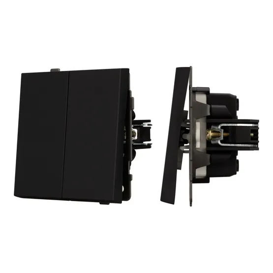 Фото #1 товара Механизм выключателя двухклавишный проходной SWT-TENDO-MKP2-SFPL-BK (230V, 10A) (Arlight, Матовый черный)